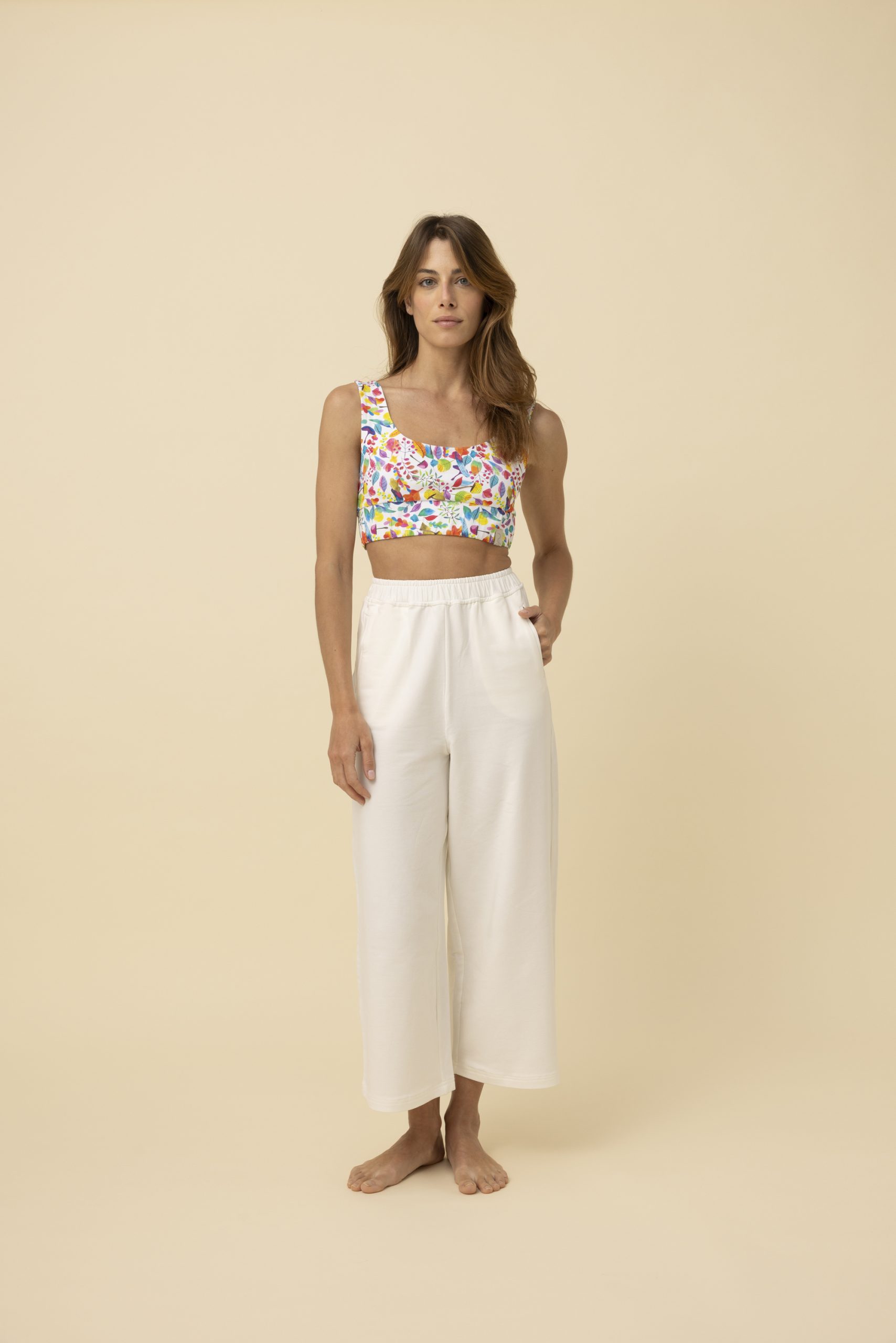 Tank Tops - Εμπριμέ βαμβακερό τοπ με βαθύ άνοιγμα στην πλάτη Εμπριμέ βαμβακερό τοπ με βαθύ άνοιγμα στην πλάτη Tank Tops NOOS Pilates Wear